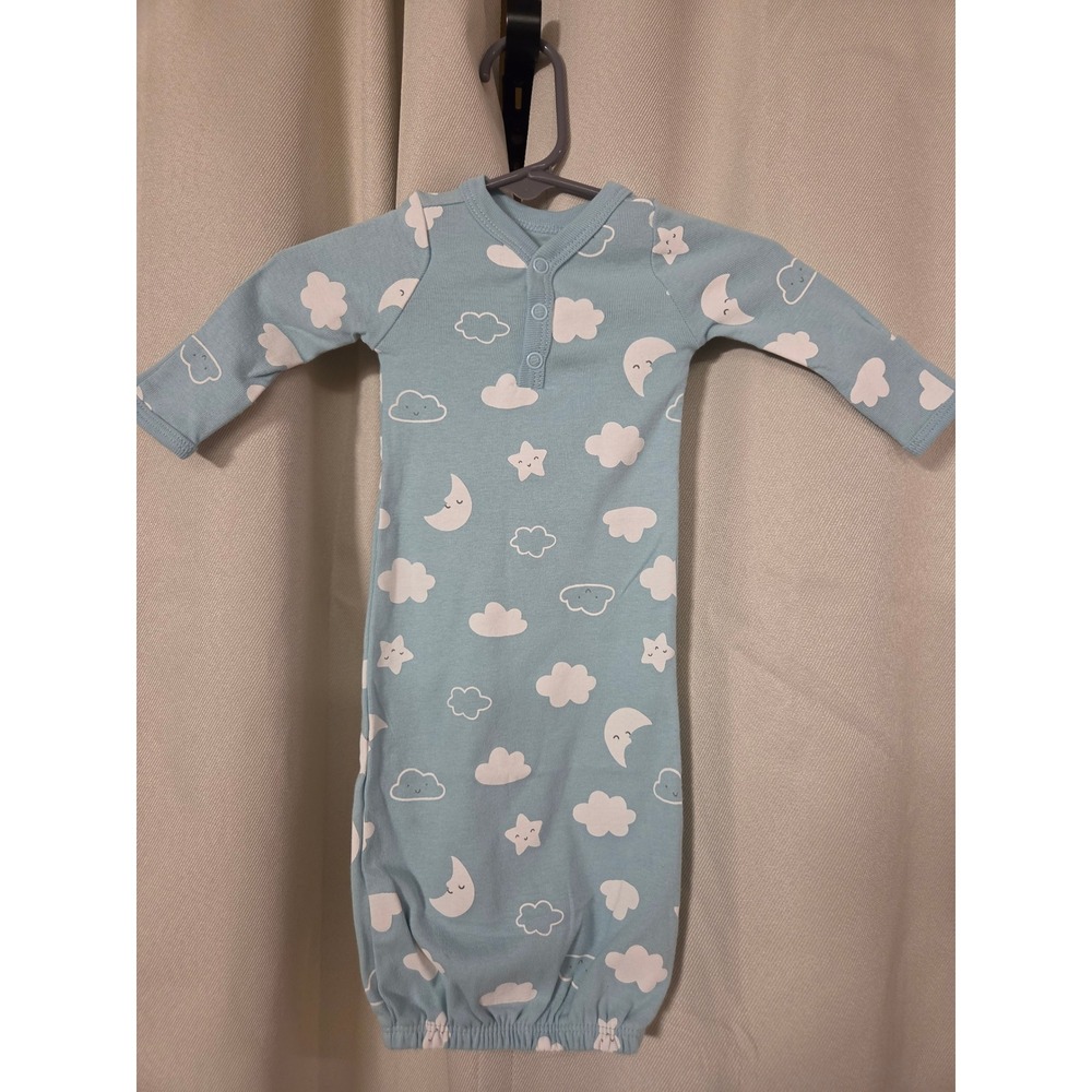 Carters Baby Preemie Blue Moon Star Cloud Print Long Sleeve Sleep Gown Sack